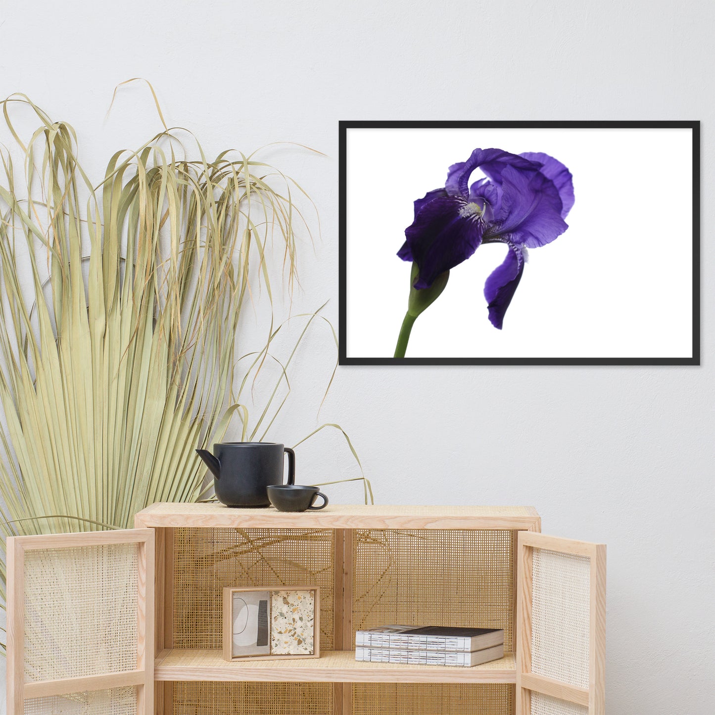 Iris on White Floral Nature Photo Framed Wall Art Print
