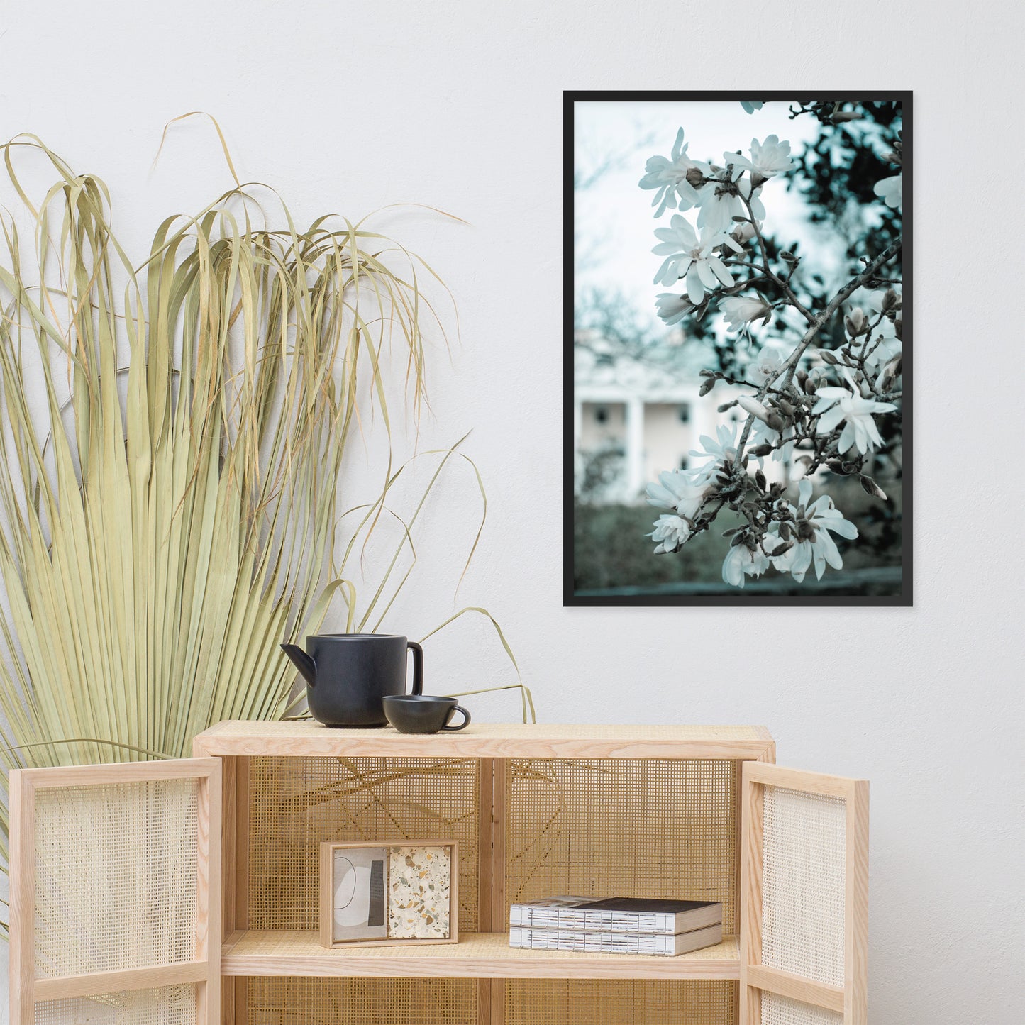 Mansion Blooms Floral Landscape Photo Framed Wall Art Print