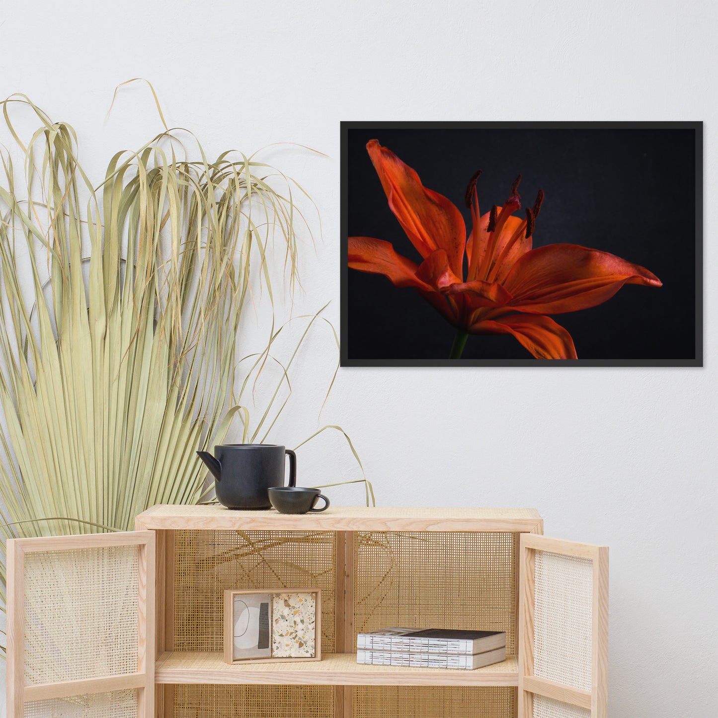 Orange Lily with Back light Floral Nature Photo Framed Wall Art Print