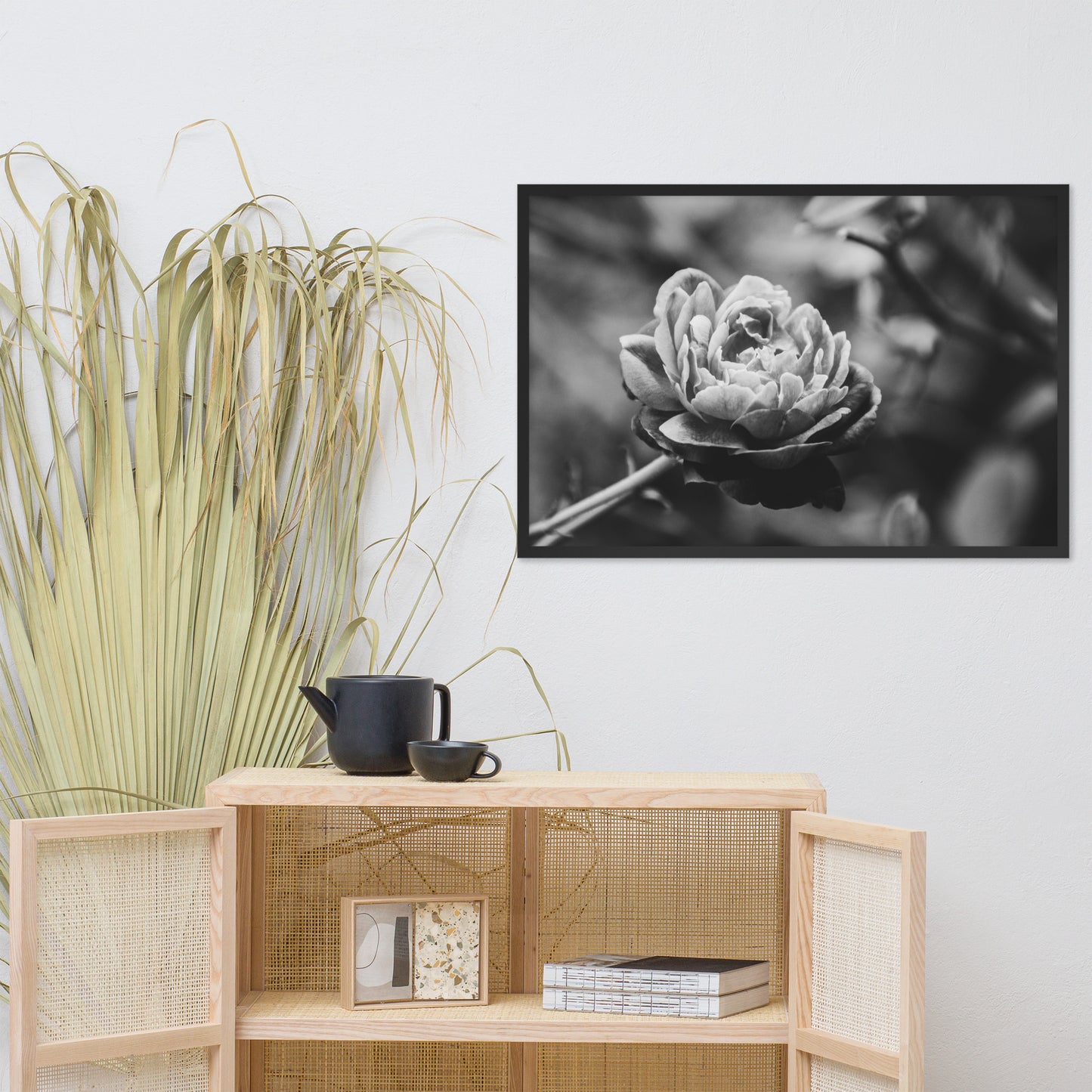 Perfect Petals Black and White Floral Nature Photo Framed Wall Art Print
