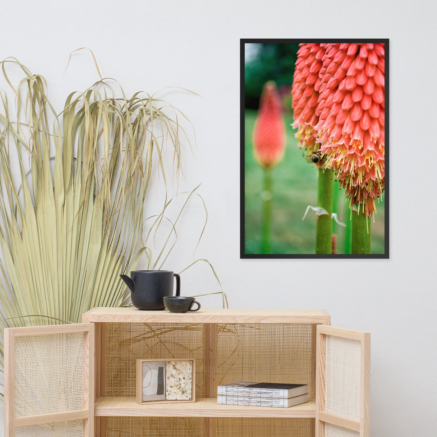 Red Hot Pokers Floral Nature Photo Framed Wall Art Print