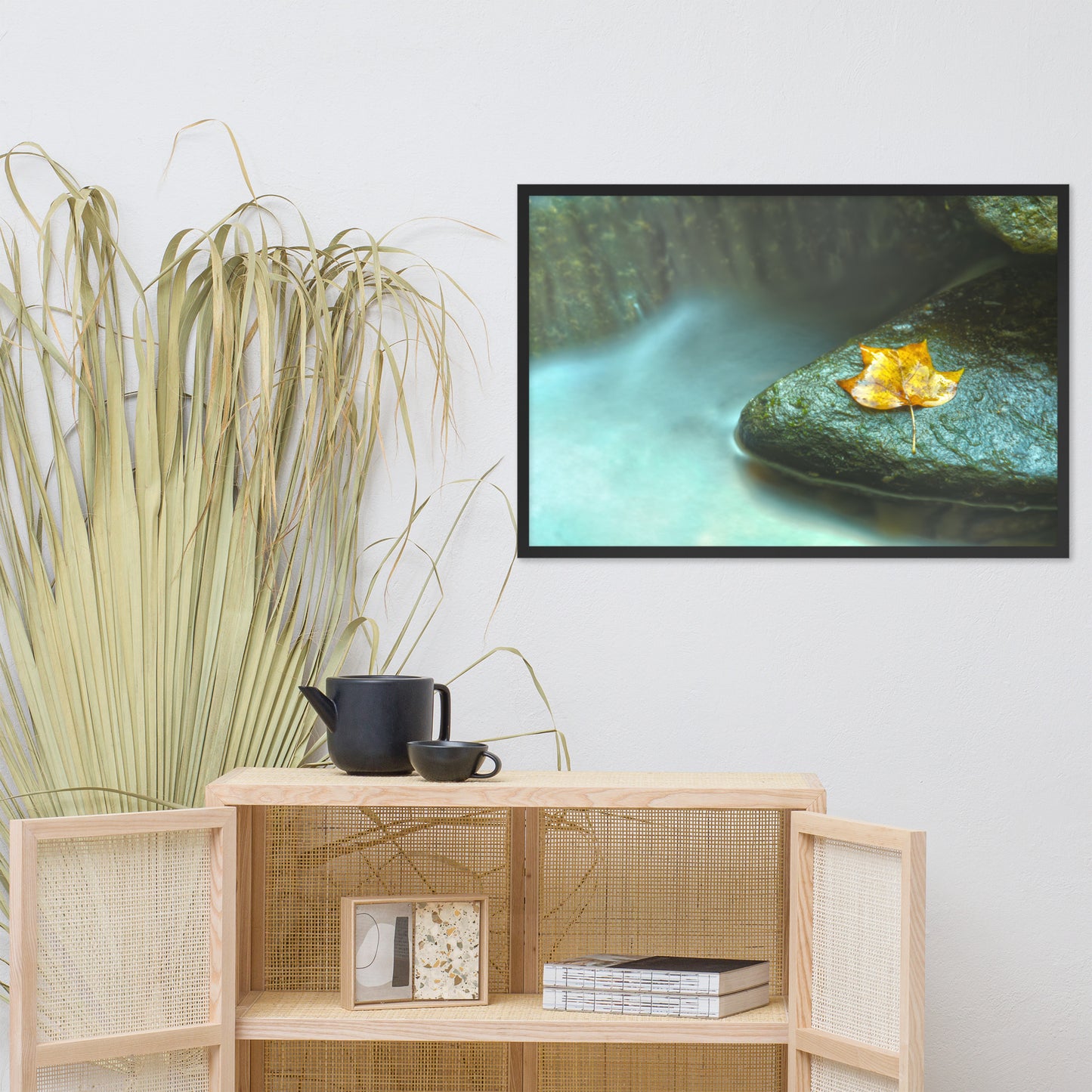 Misty Leaf Botanical Nature Photo Framed Wall Art Print