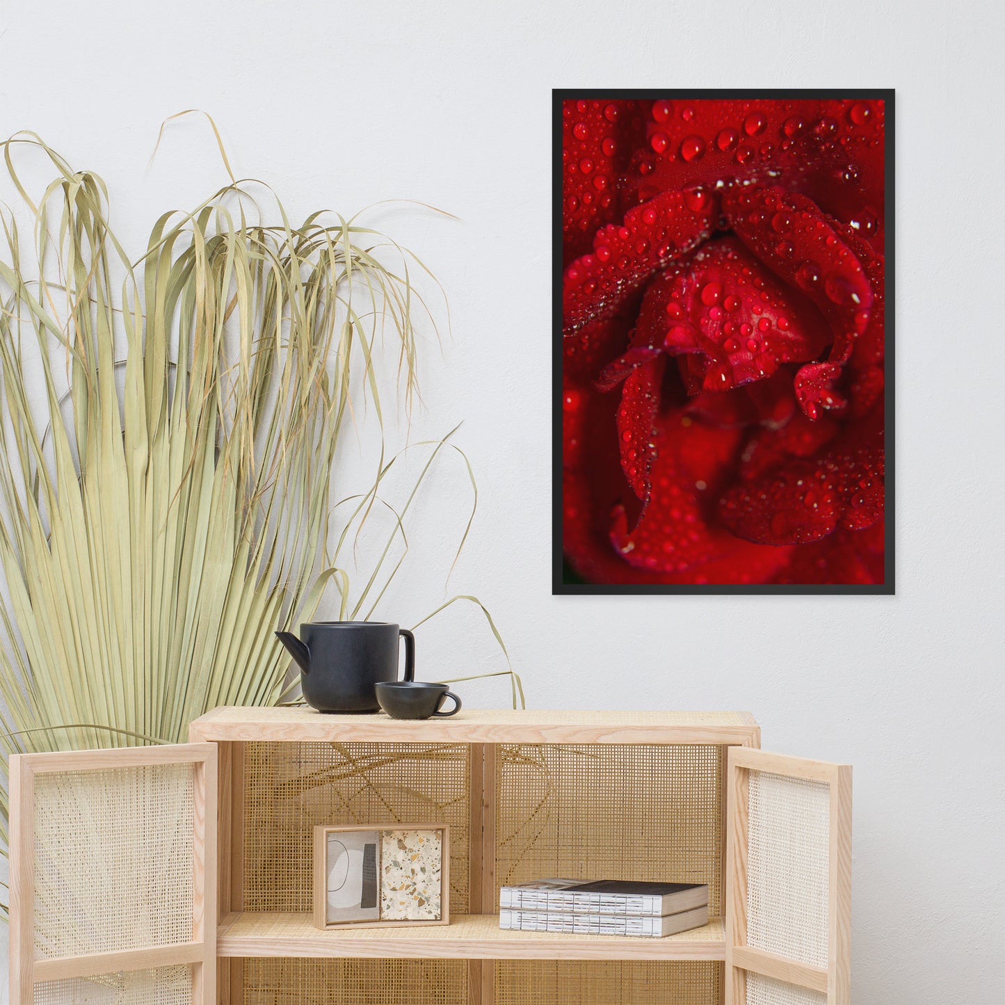 Royal Red Rose Floral Nature Photo Framed Wall Art Print