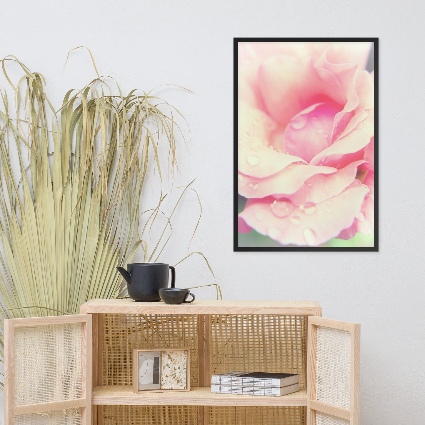 Softened Rose Floral Nature Photo Framed Wall Art Print