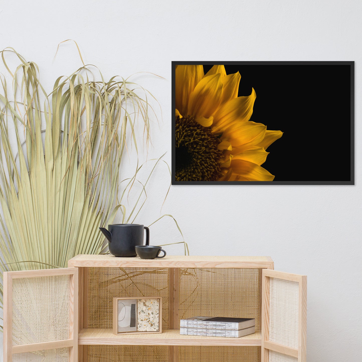 Sunflower in Corner Floral Nature Photo Framed Wall Art Print