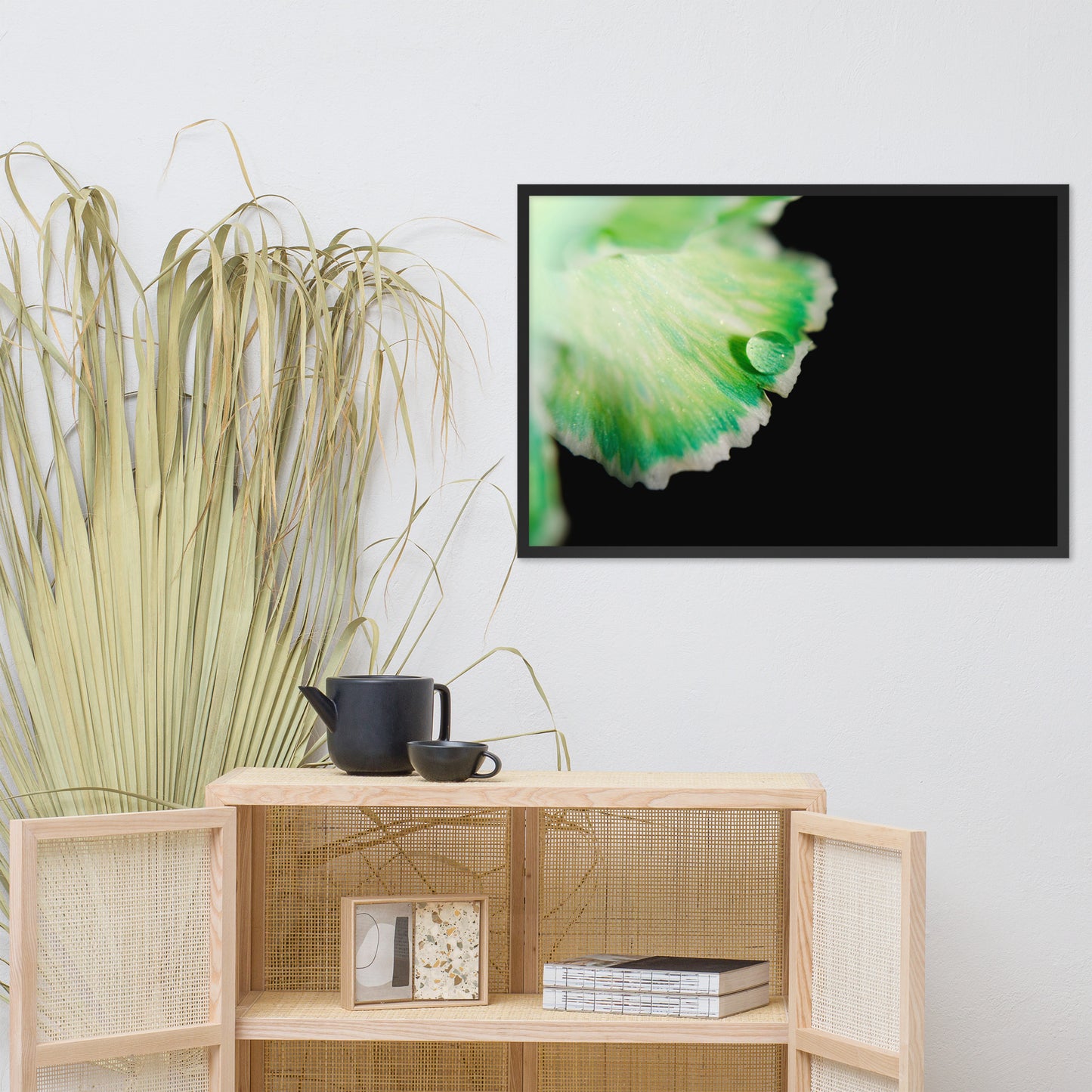 Water Droplet on Carnation Petal Floral Nature Photo Framed Wall Art Print