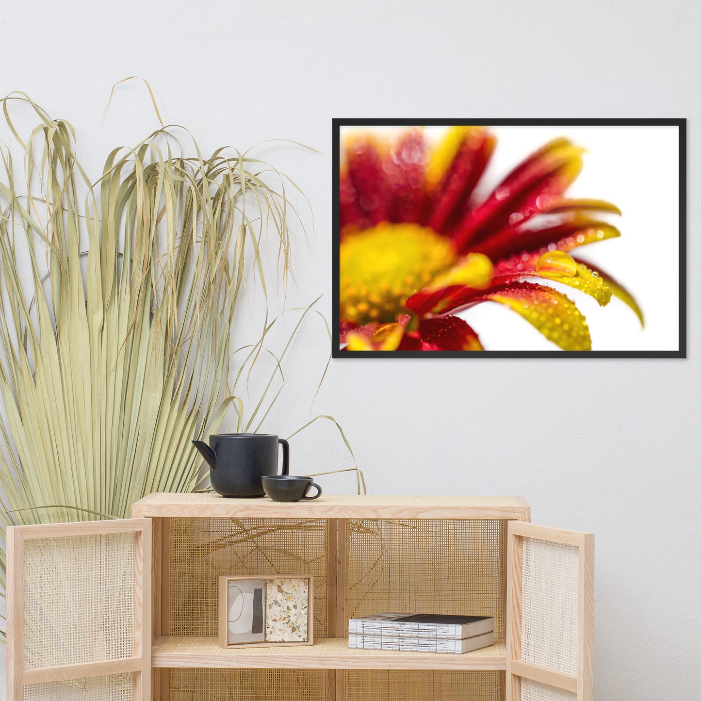 Water Droplets On Mum Petals Floral Nature Photo Framed Wall Art Print
