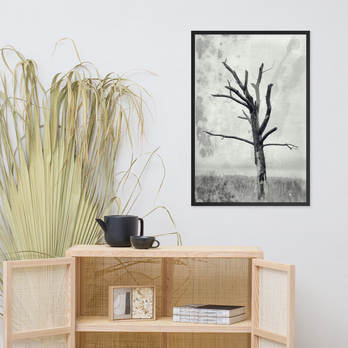 Rotting Away Alone Black and White Botanical Nature Photo Framed Wall Art Print