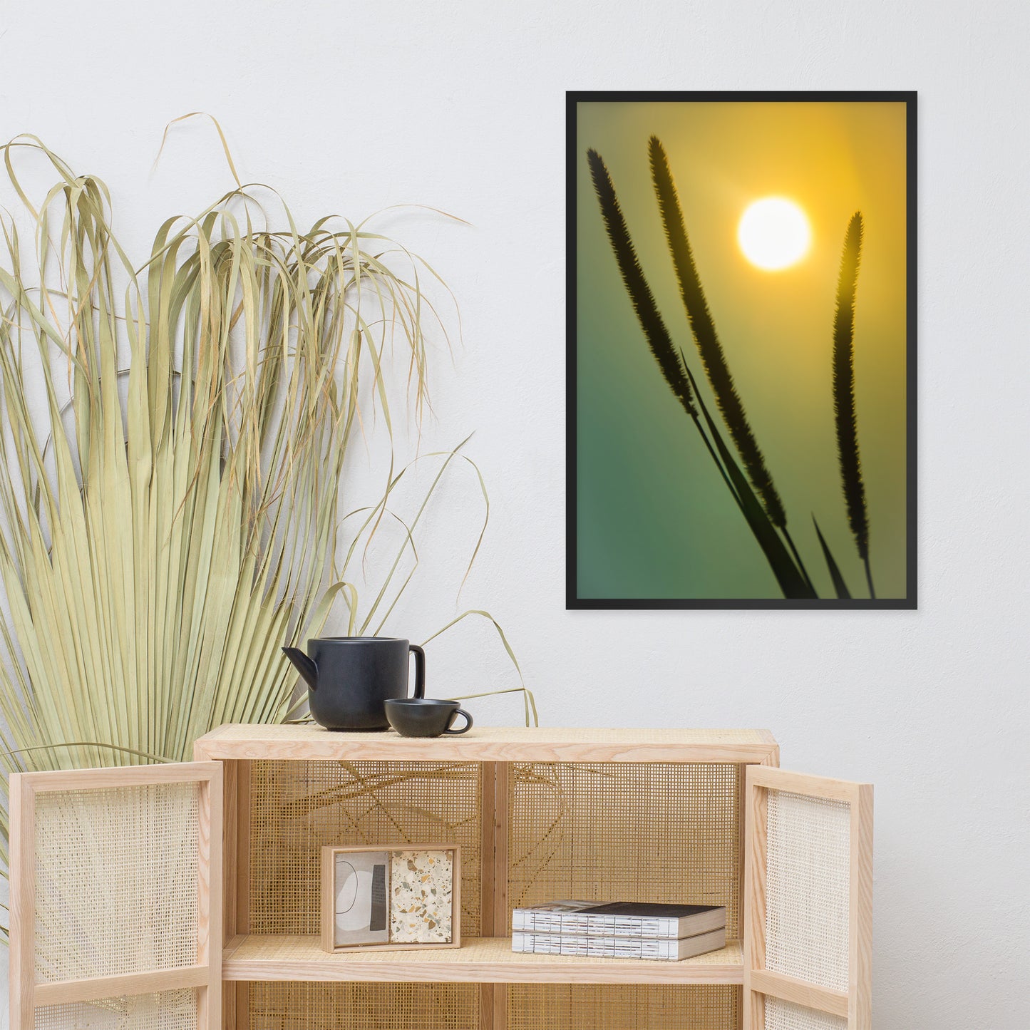 Silhouettes in Sunset Botanical Nature Photo Framed Wall Art Print