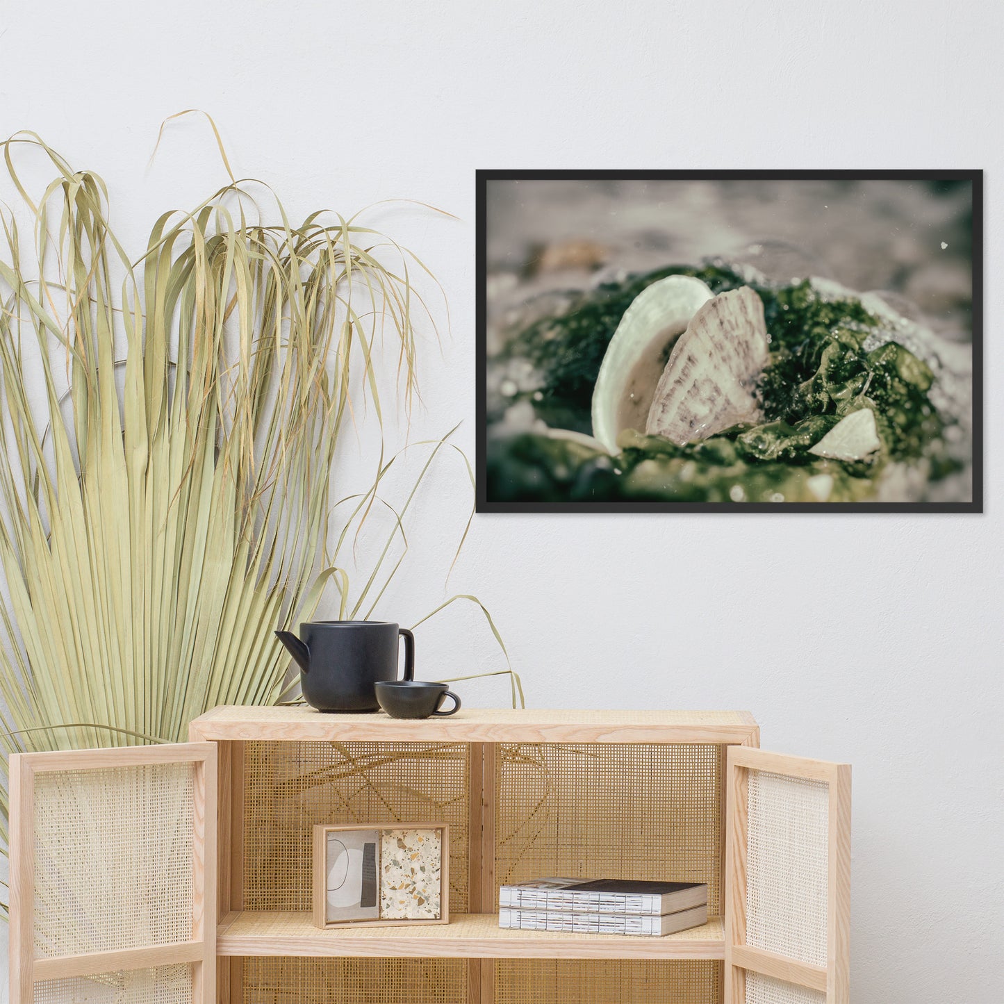 Seaweed and Shells Coastal Nature Photo Framed Wall Art Print