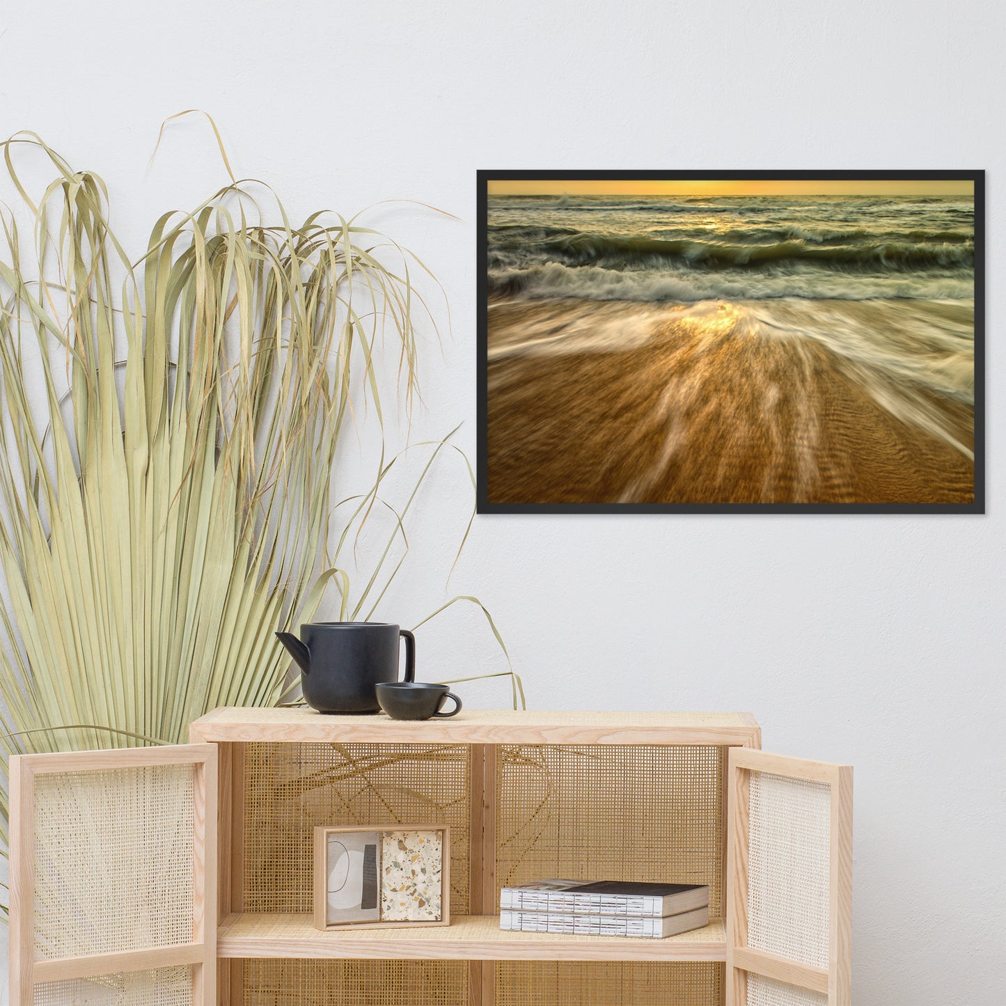 Washing Out to Sea Coastal Nature Photo Framed Wall Art Print