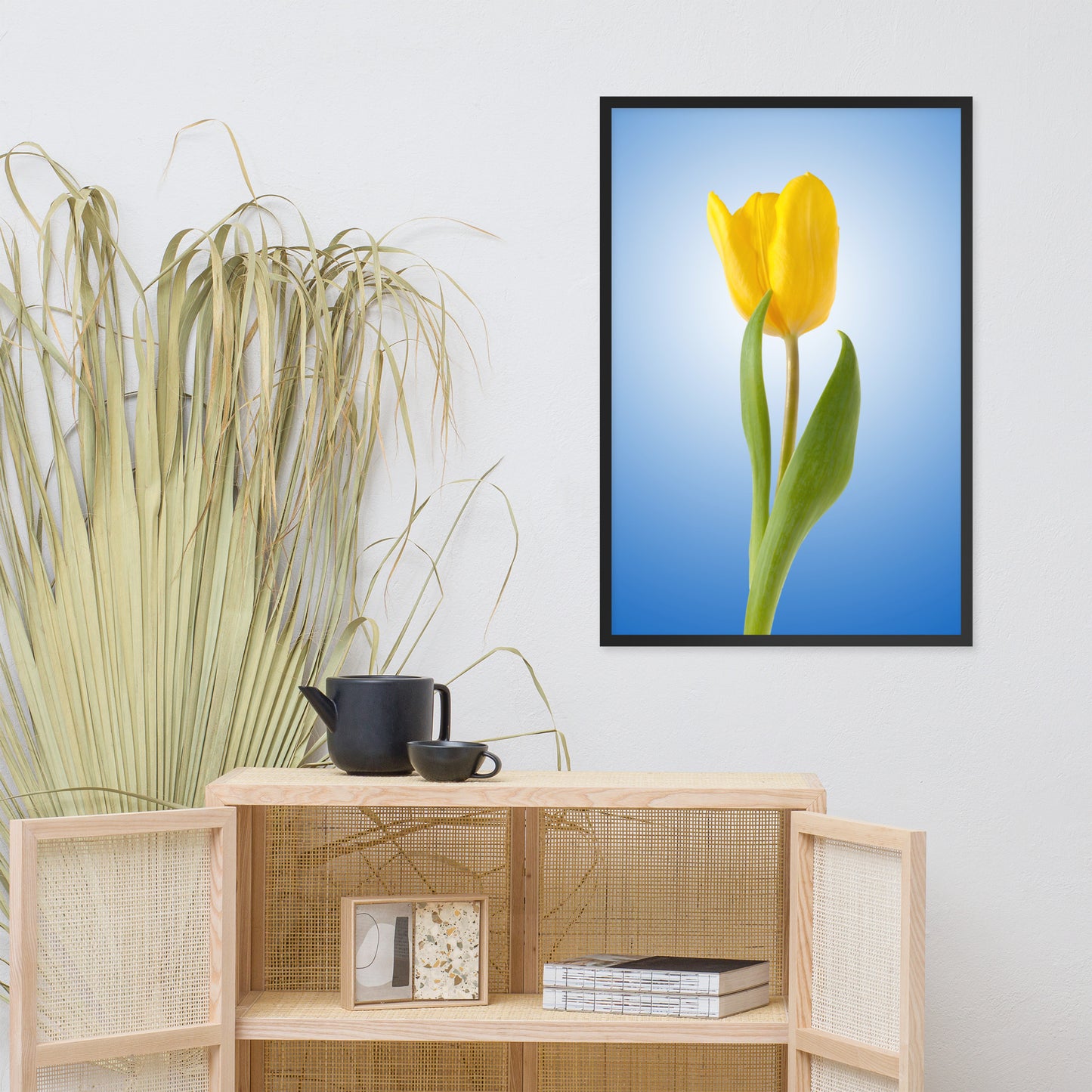 Yellow Tulip Minimal Floral Nature Photo Framed Wall Art Print