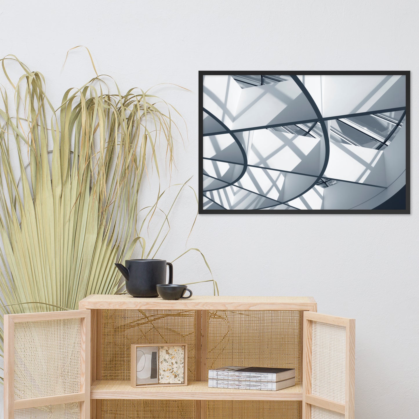 Interwoven Lines Colorized Architectural Photograph Framed Wall Art Print