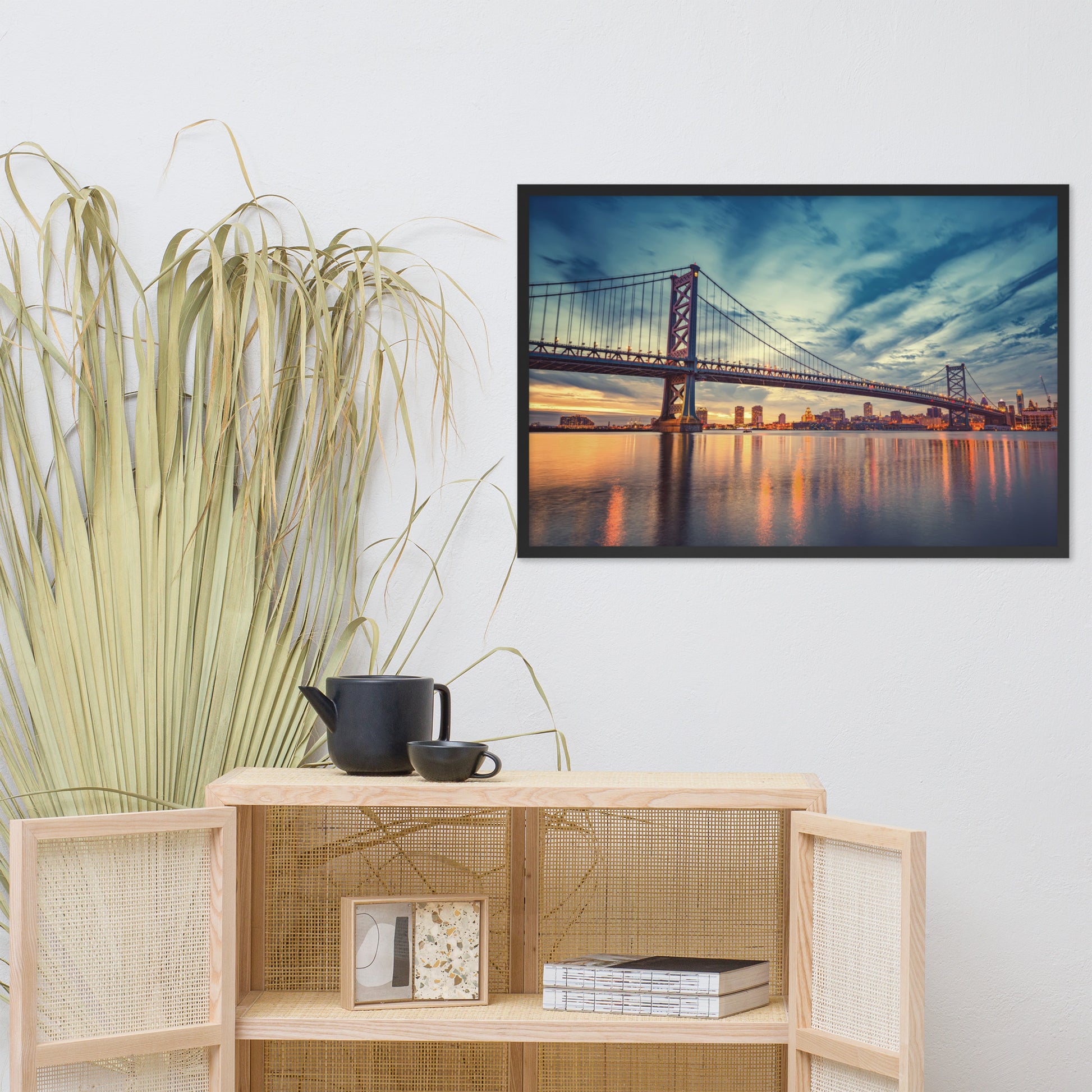 Steel Lace at Dusk Urban Landscape Architectural Photograph Framed Wall Art Print