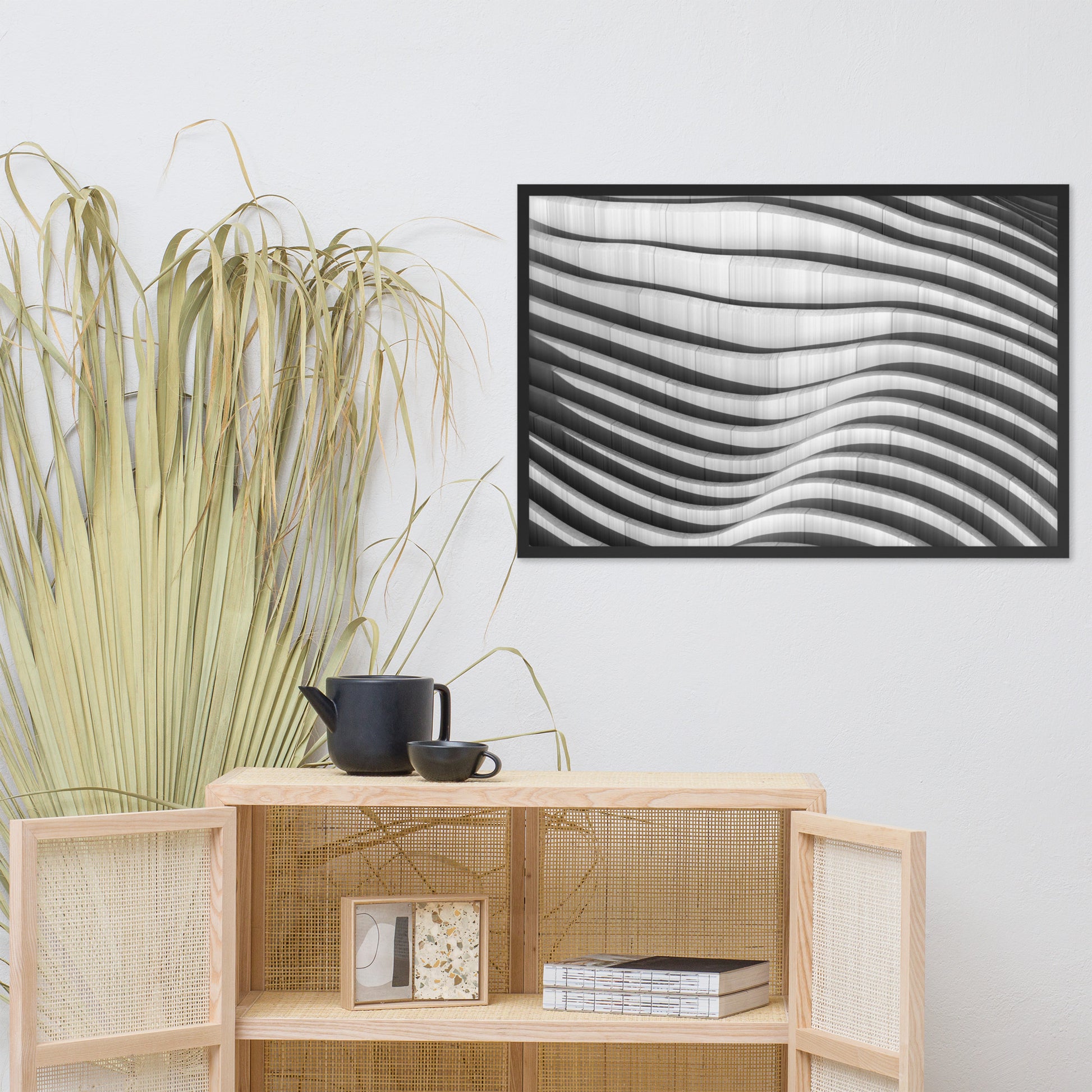 Oceanic Dance Black and White Architectural Photograph Framed Wall Art Print