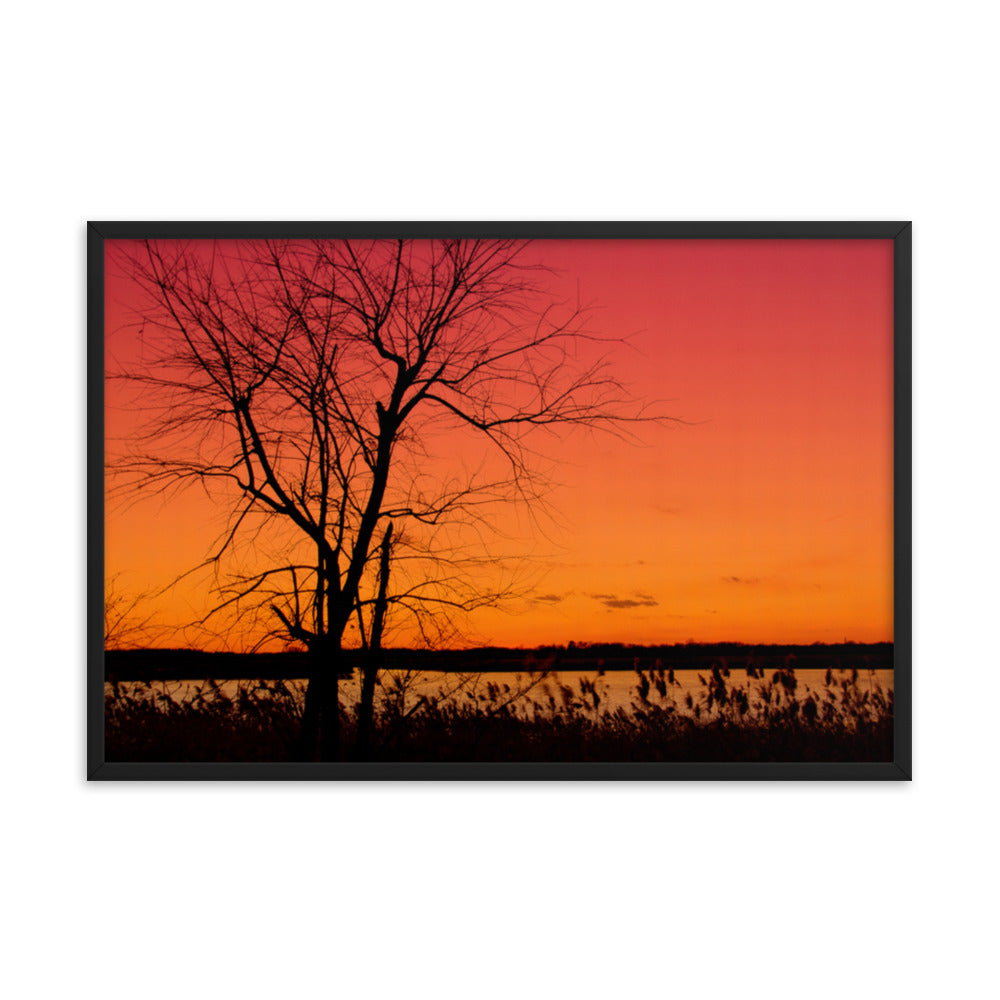 Burning Skies Rural Landscape Framed Photo Paper Wall Art Print