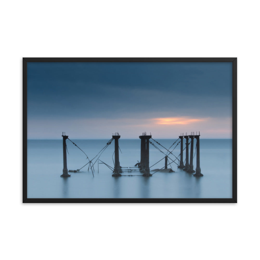 Cloudy Sunrise at Port Mahon Lighthouse Ruins Framed Photo Paper Wall Art Prints