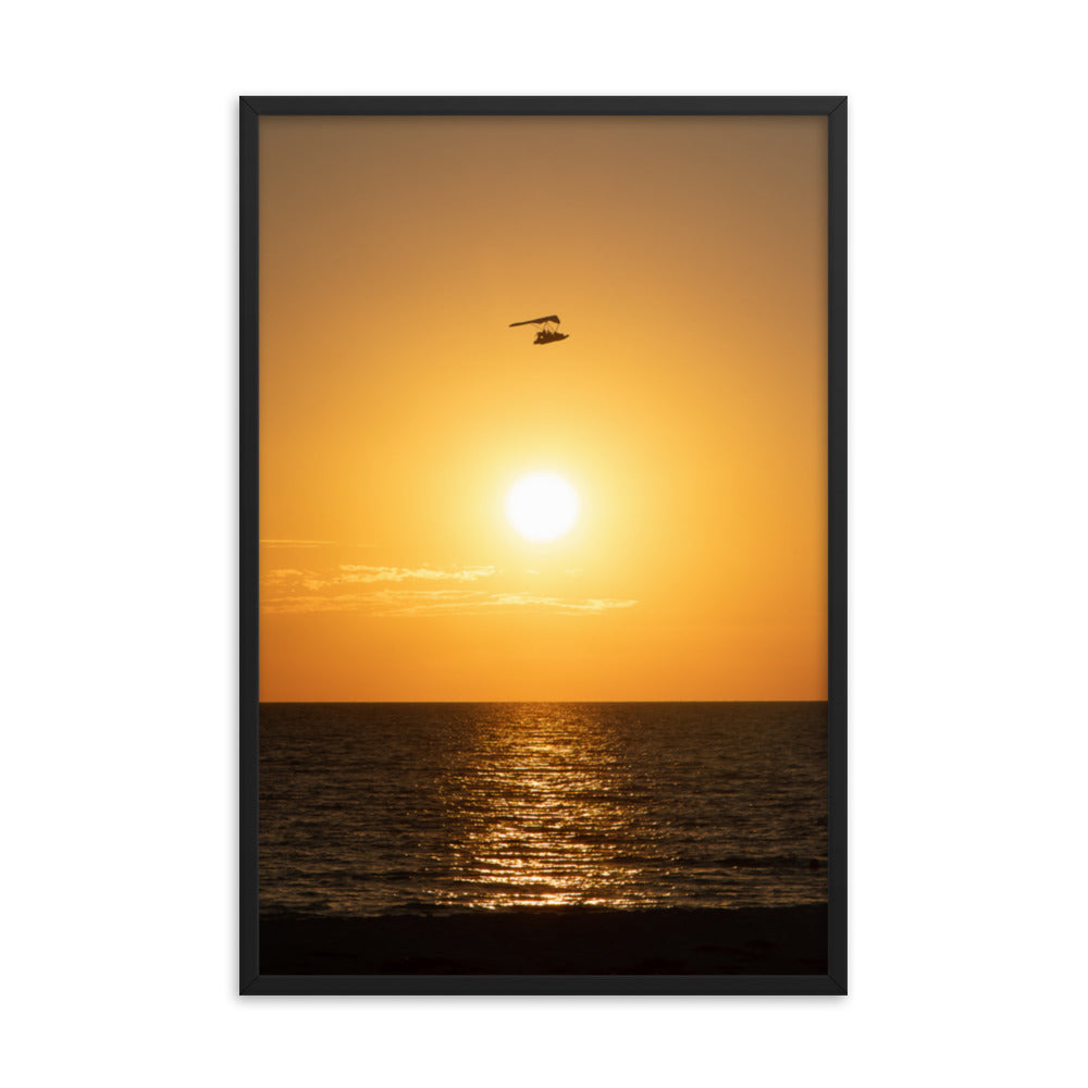 Flying High at Sunset Coastal Landscape Photo Framed Wall Art Print