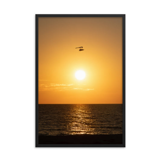 Flying High at Sunset Coastal Landscape Photo Framed Wall Art Print