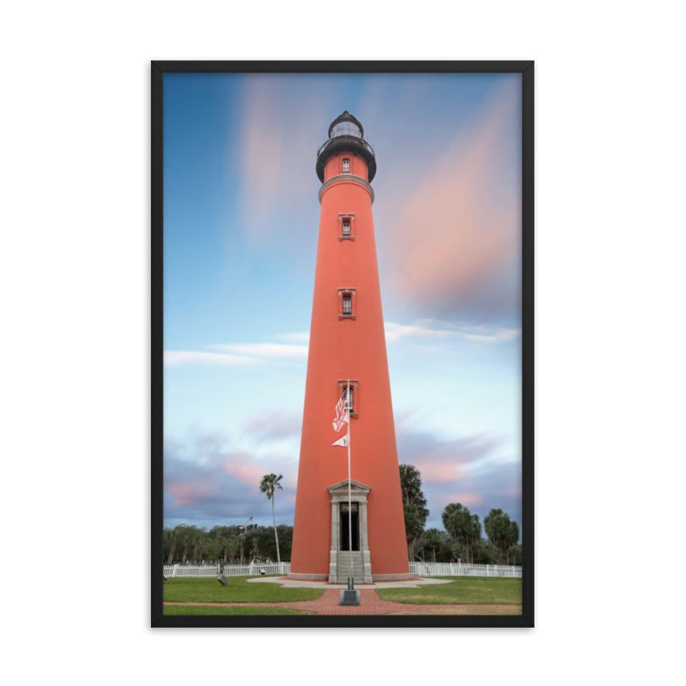 Ponce De Leon Lighthouse and Sunset Landscape Photo Framed Wall Art Print