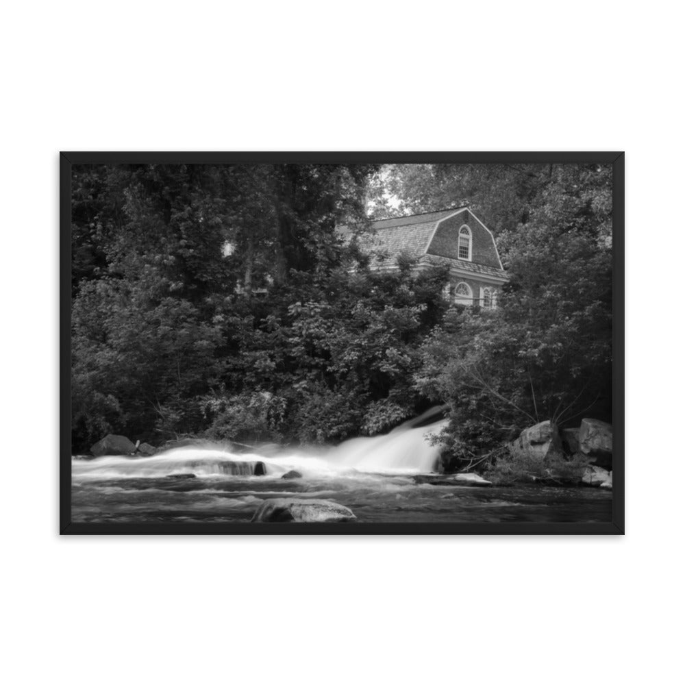 The Brandywine River and First Presbyterian Church Black & White Framed Photo Paper Wall Art Prints
