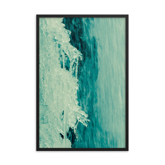 Ice and Falls Nature Photo Framed Wall Art Print