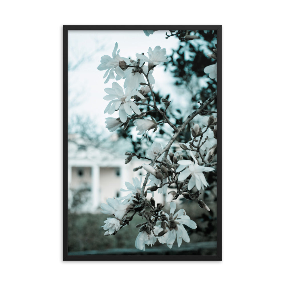 Mansion Blooms Floral Landscape Photo Framed Wall Art Print