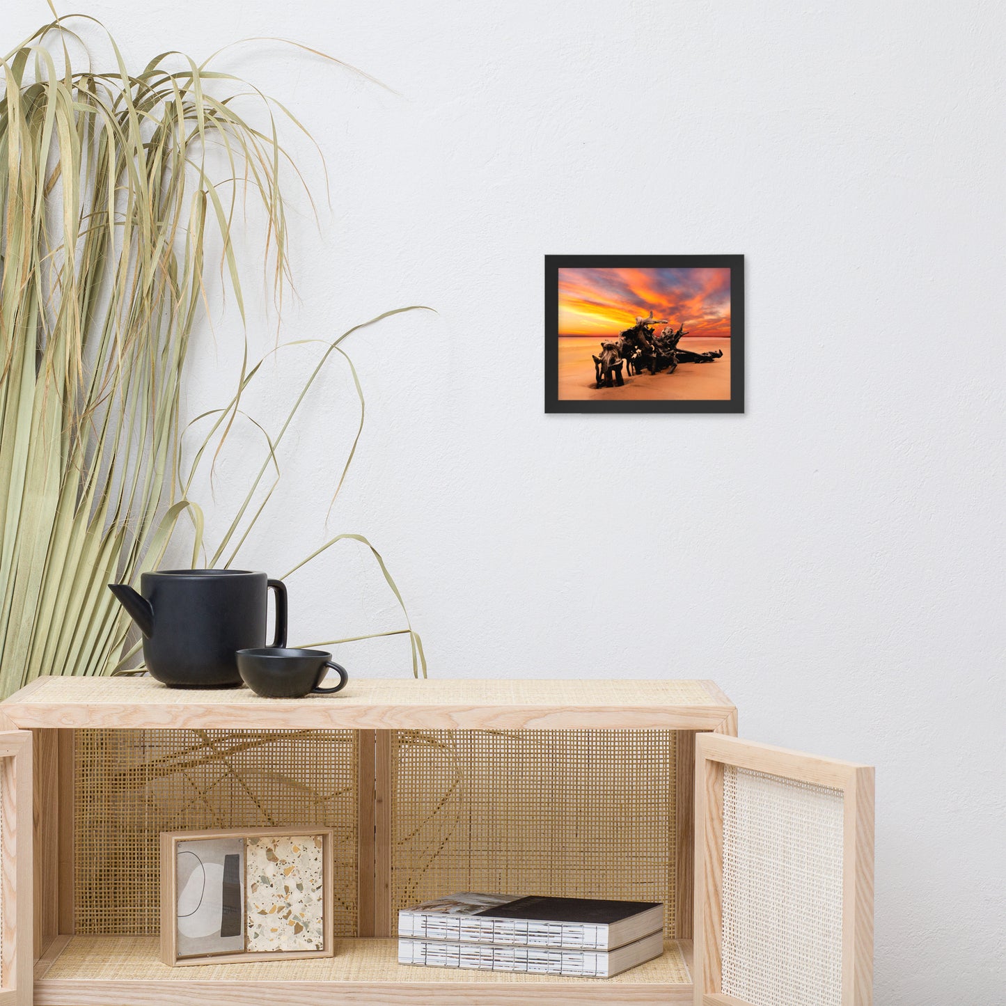 Dried Tree Roots and Sunrise Boneyard Beach Jacksonville Florida Framed Wall Art Print