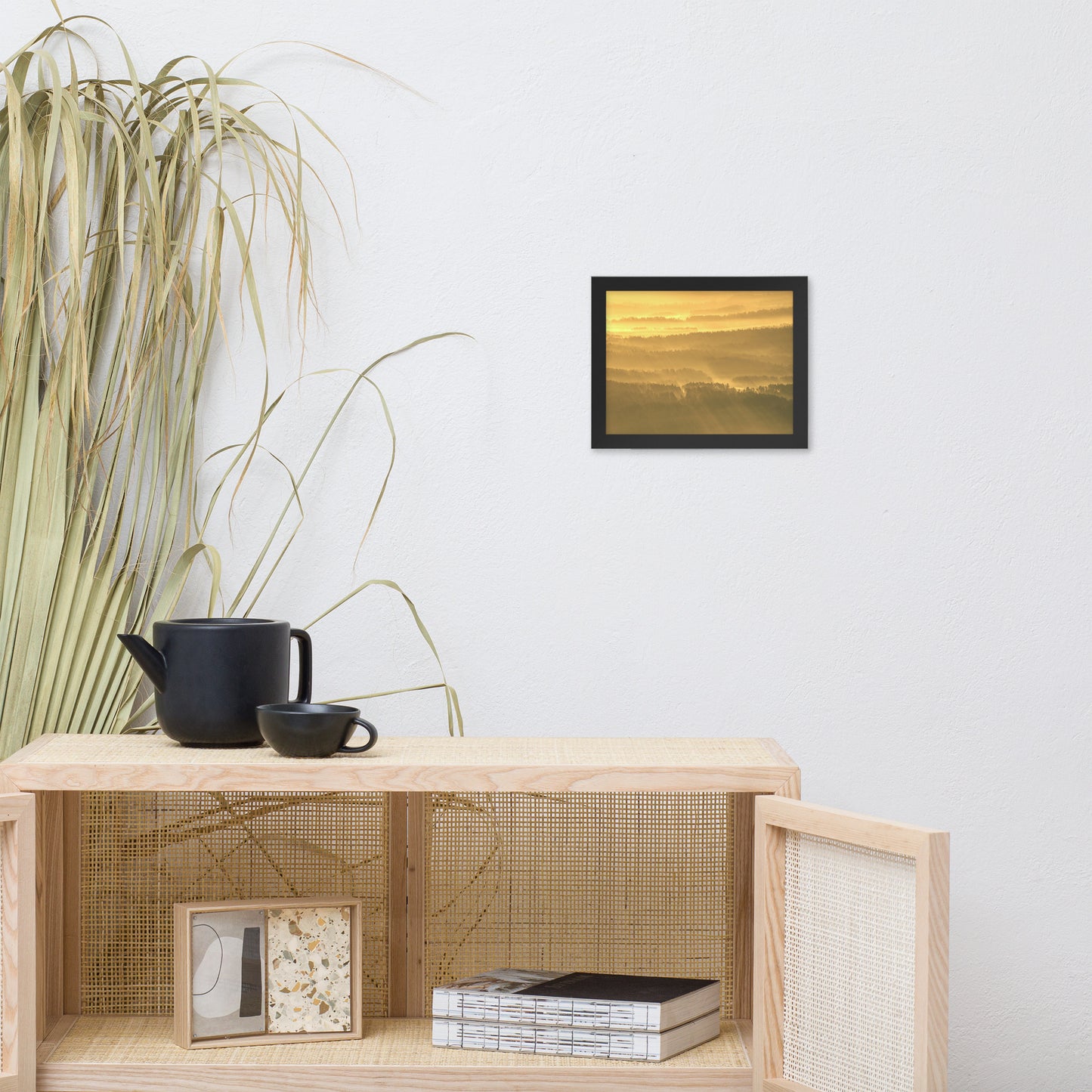 Golden Mist Valley - Hills & Mountain Range Framed Photo Paper Wall Art Prints