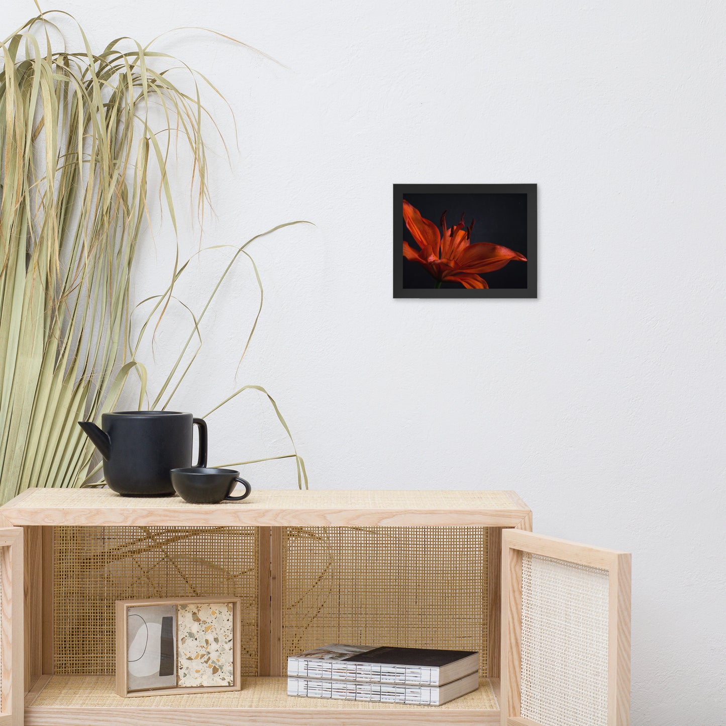 Orange Lily with Back light Floral Nature Photo Framed Wall Art Print