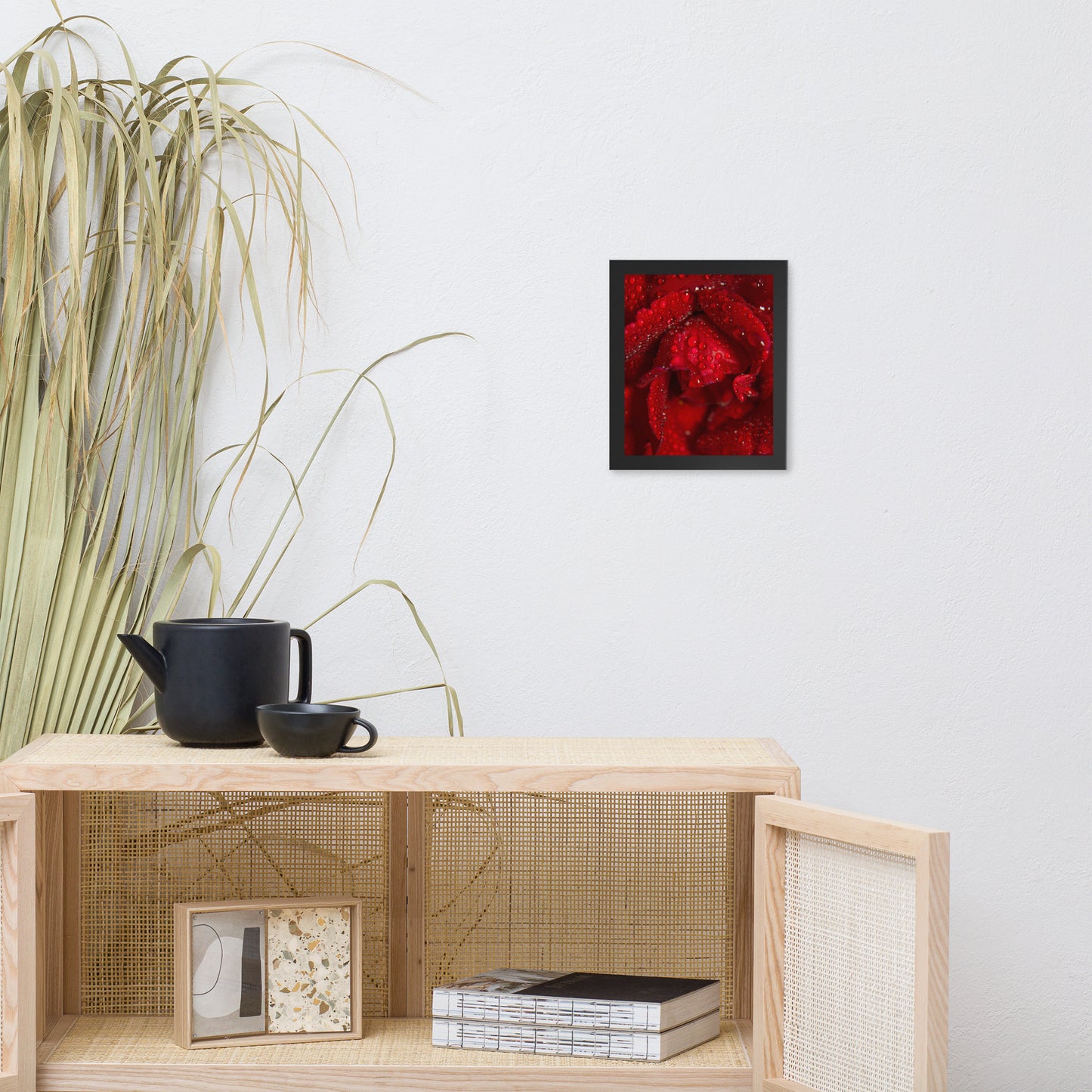 Royal Red Rose Floral Nature Photo Framed Wall Art Print