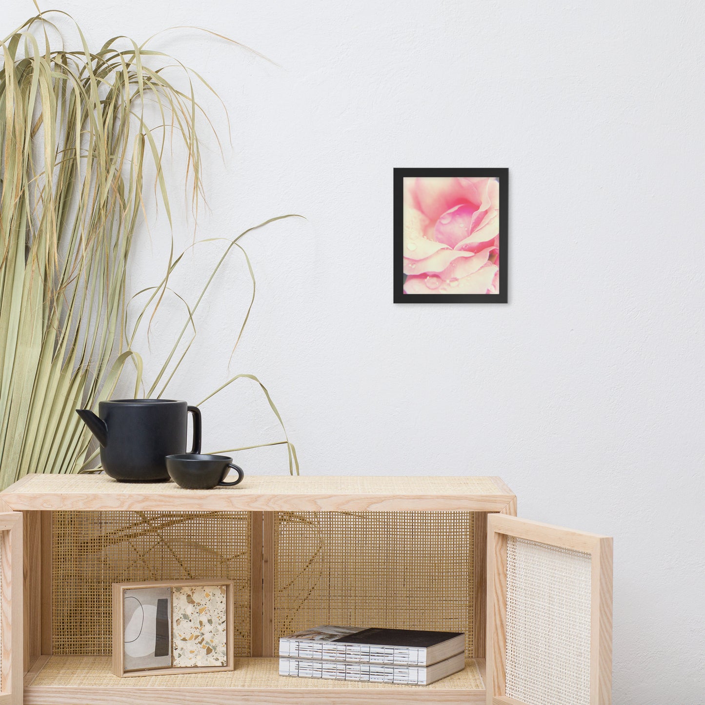 Softened Rose Floral Nature Photo Framed Wall Art Print