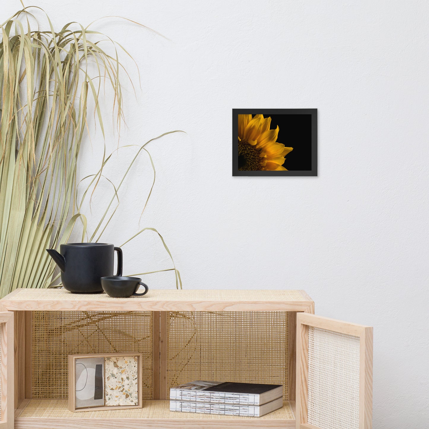 Sunflower in Corner Floral Nature Photo Framed Wall Art Print