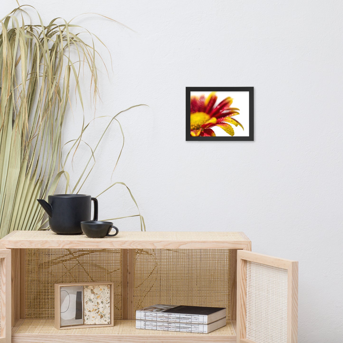Water Droplets On Mum Petals Floral Nature Photo Framed Wall Art Print