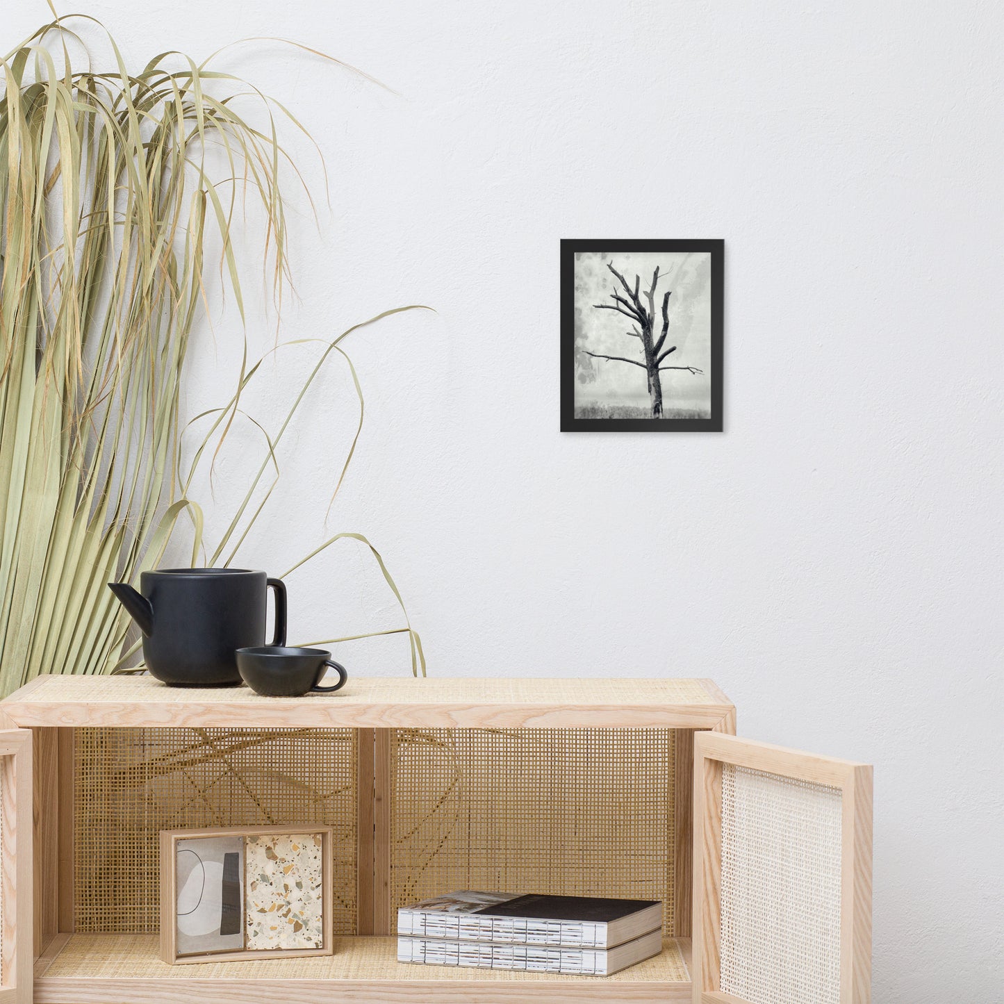 Rotting Away Alone Black and White Botanical Nature Photo Framed Wall Art Print