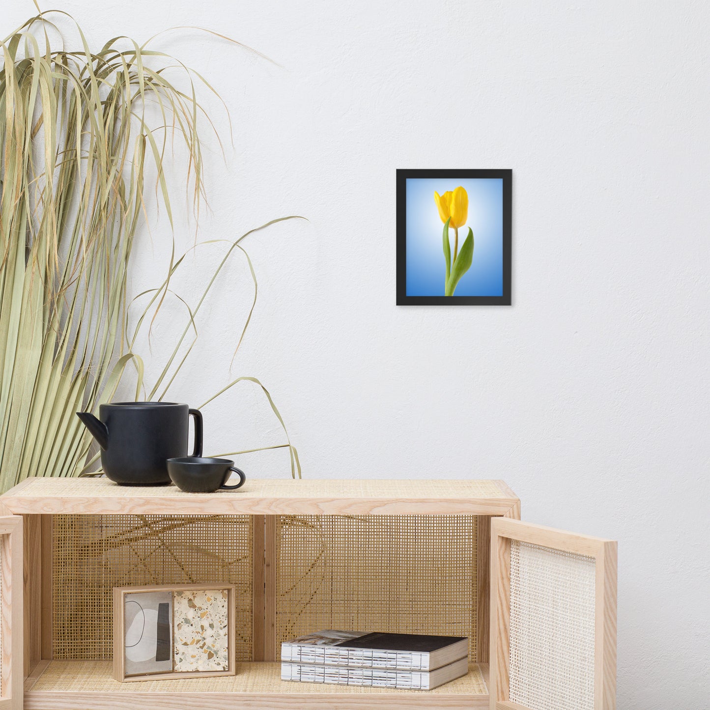 Yellow Tulip Minimal Floral Nature Photo Framed Wall Art Print