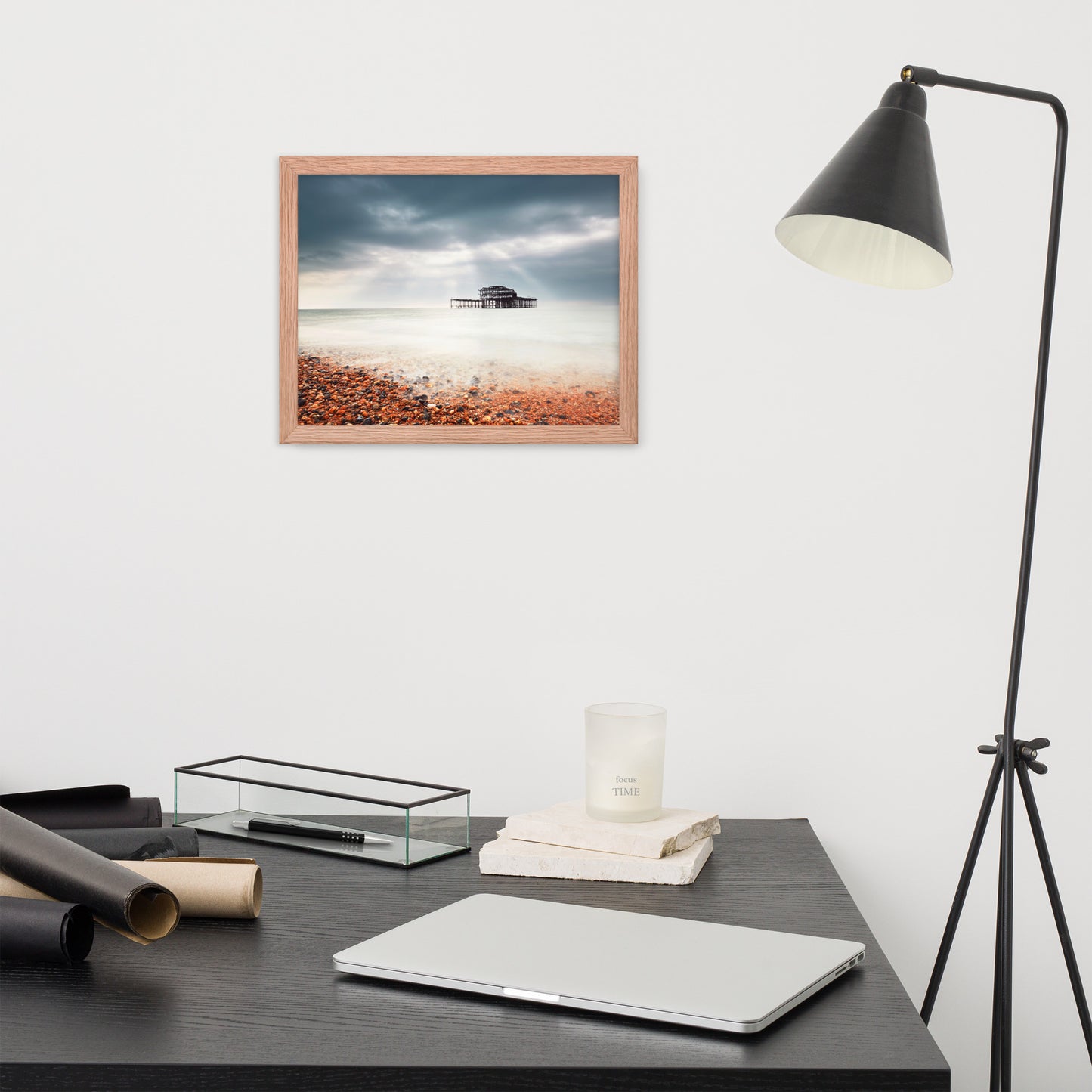 Coastal Framed Art: Abandoned West Pier Vintage Gentle Touch Effect - Coastal / Beach / Seascape / Nature / Landscape Photo Framed Wall Art Print - Wall Decor - Artwork