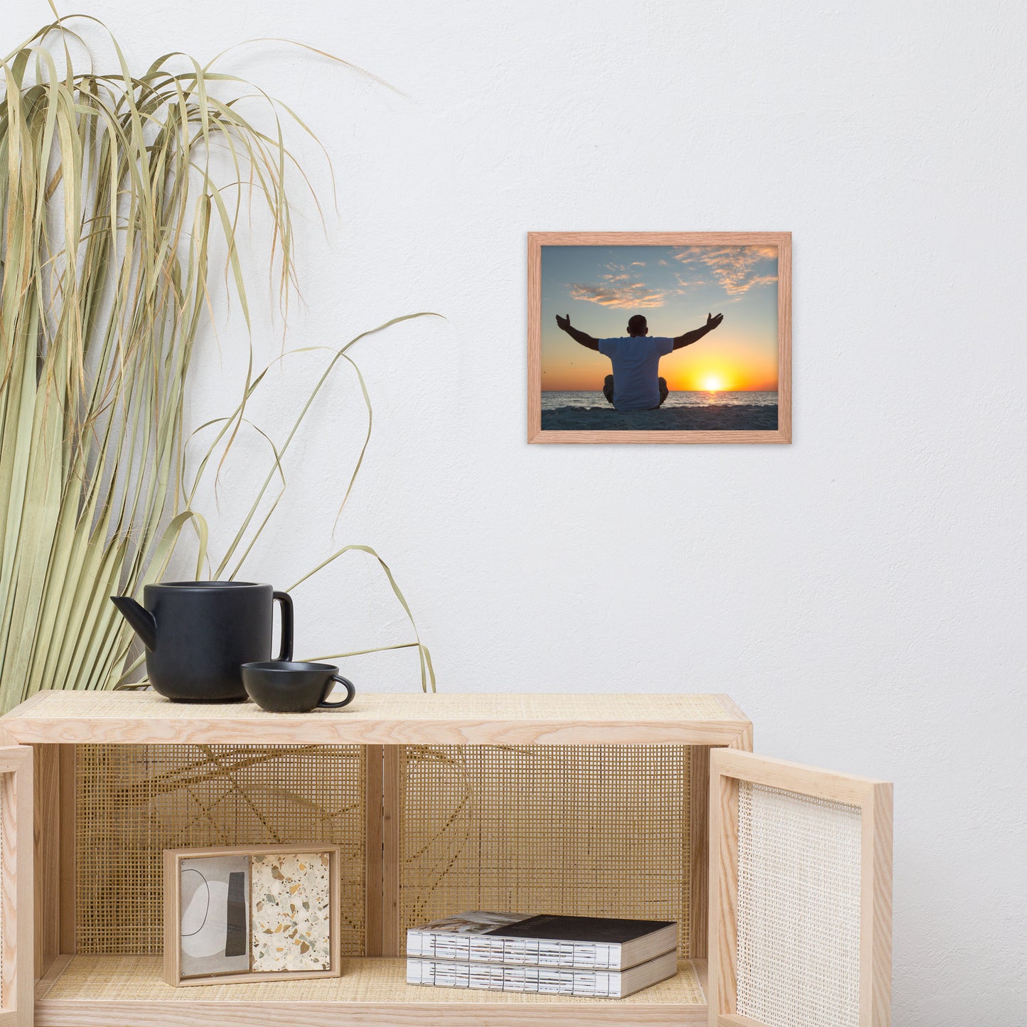 Embrace The Light Sunset Coastal Landscape Photo Framed Wall Art Print