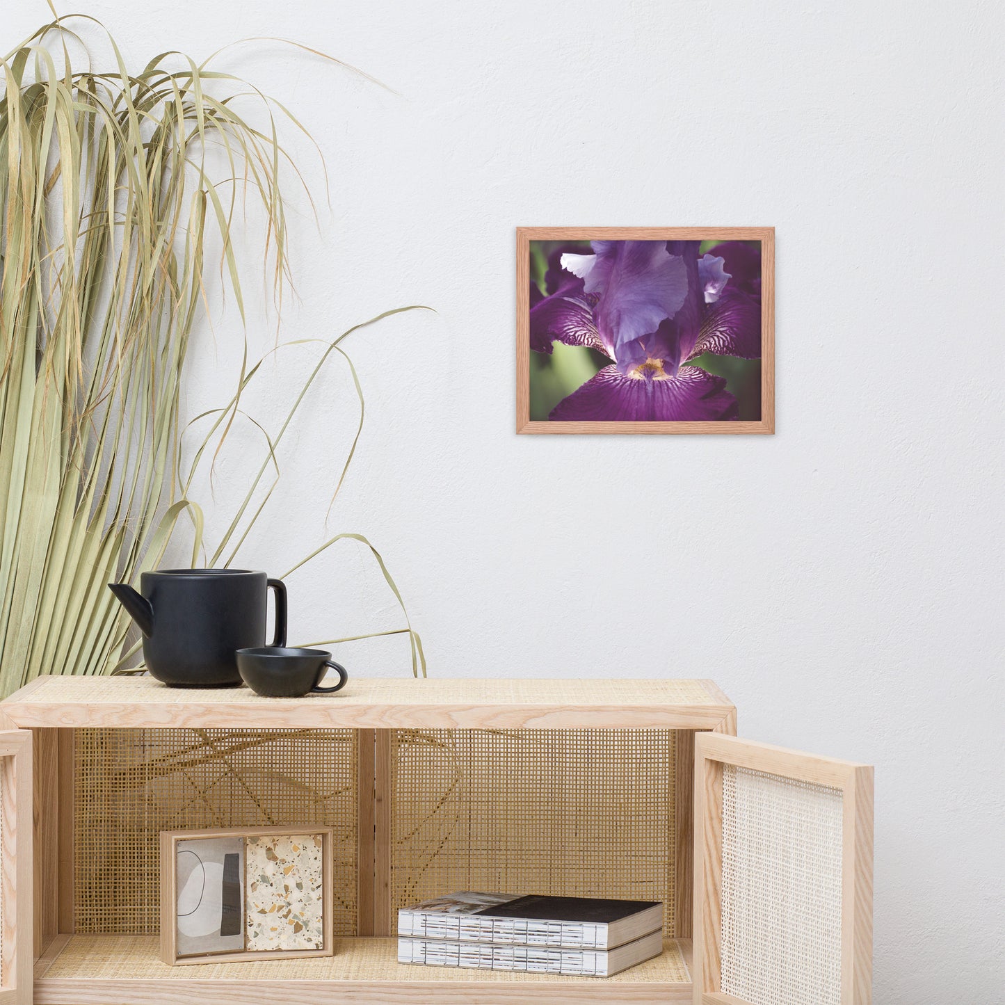Glowing Iris Moody Midnight Floral Nature Photo Framed Wall Art Print