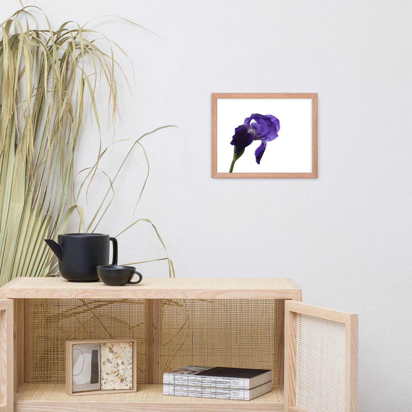 Iris on White Floral Nature Photo Framed Wall Art Print