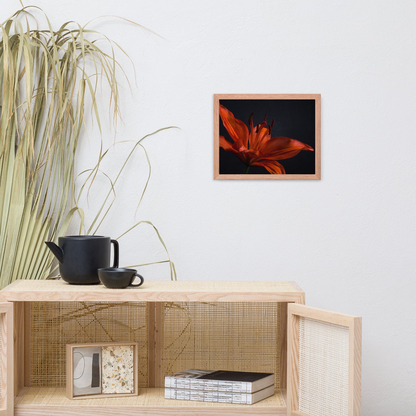 Orange Lily with Back light Floral Nature Photo Framed Wall Art Print