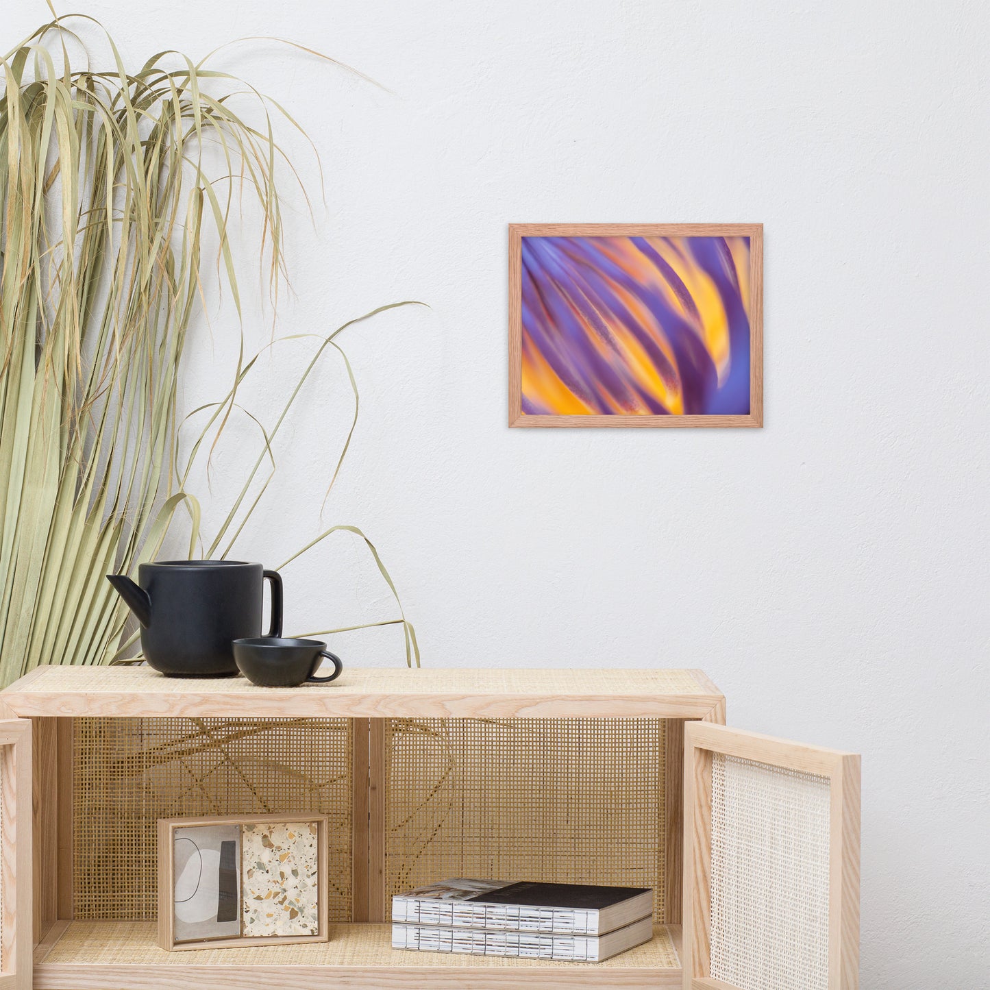 Purple and Yellow Lotus Flower Filaments Framed Photo Paper Poster - Nature Photography
