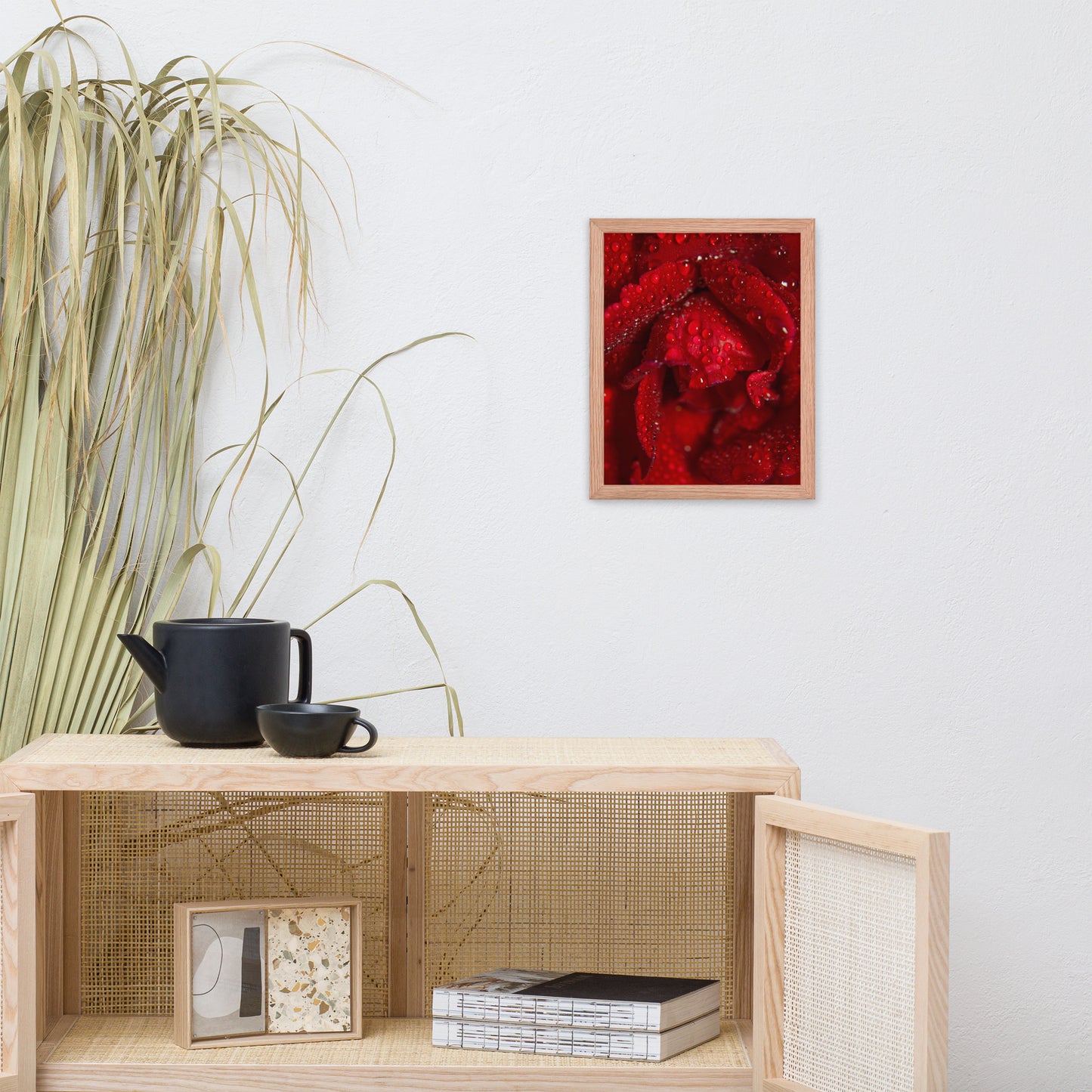 Royal Red Rose Floral Nature Photo Framed Wall Art Print