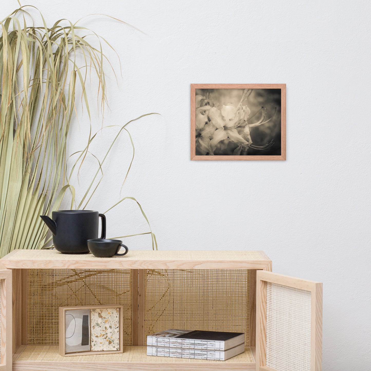 Sepia Aged Rhododendron Blooms Floral Nature Photo Framed Wall Art Print