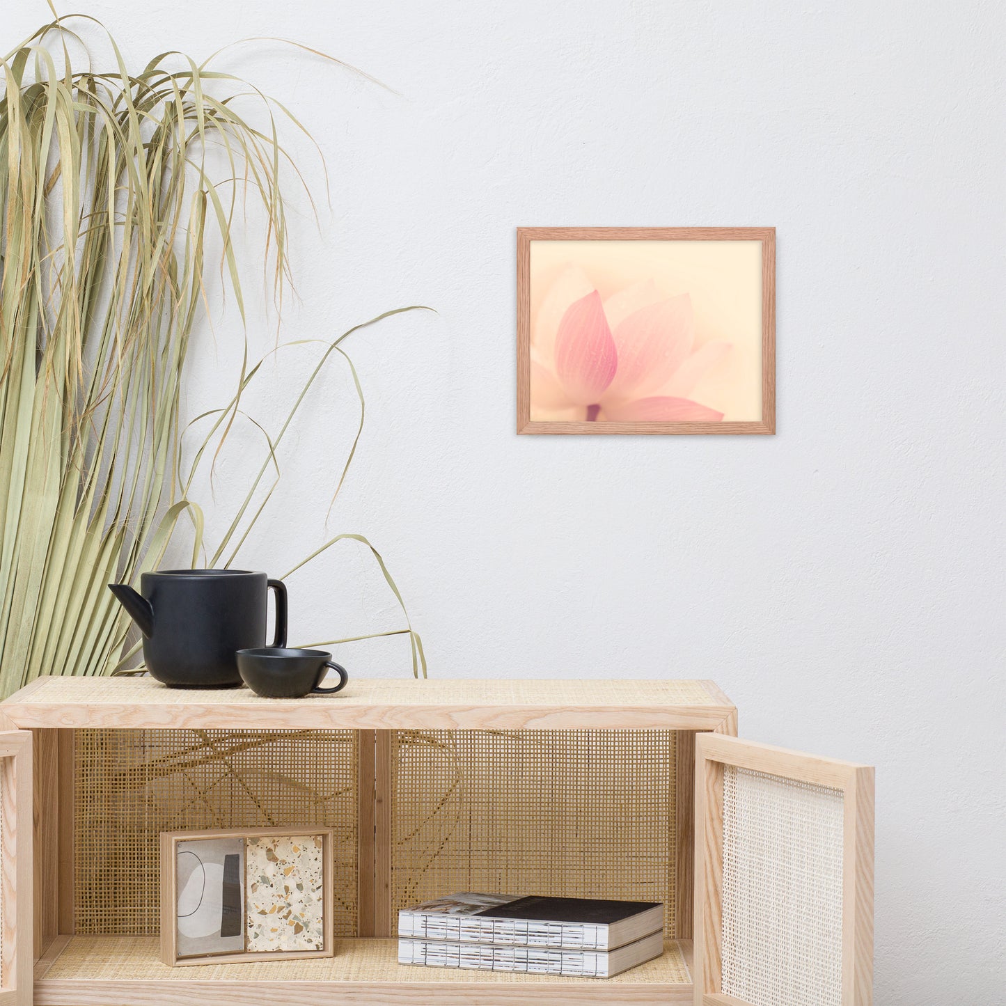 Tranquil Close-up Pink Lotus Petal Framed Photo Paper Poster