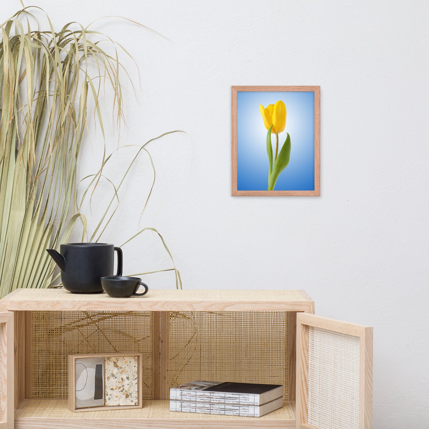 Yellow Tulip Minimal Floral Nature Photo Framed Wall Art Print