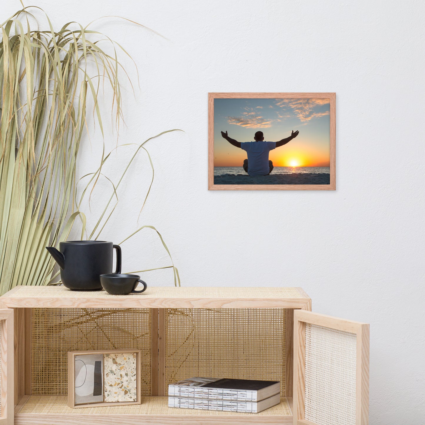Embrace The Light Sunset Coastal Landscape Photo Framed Wall Art Print