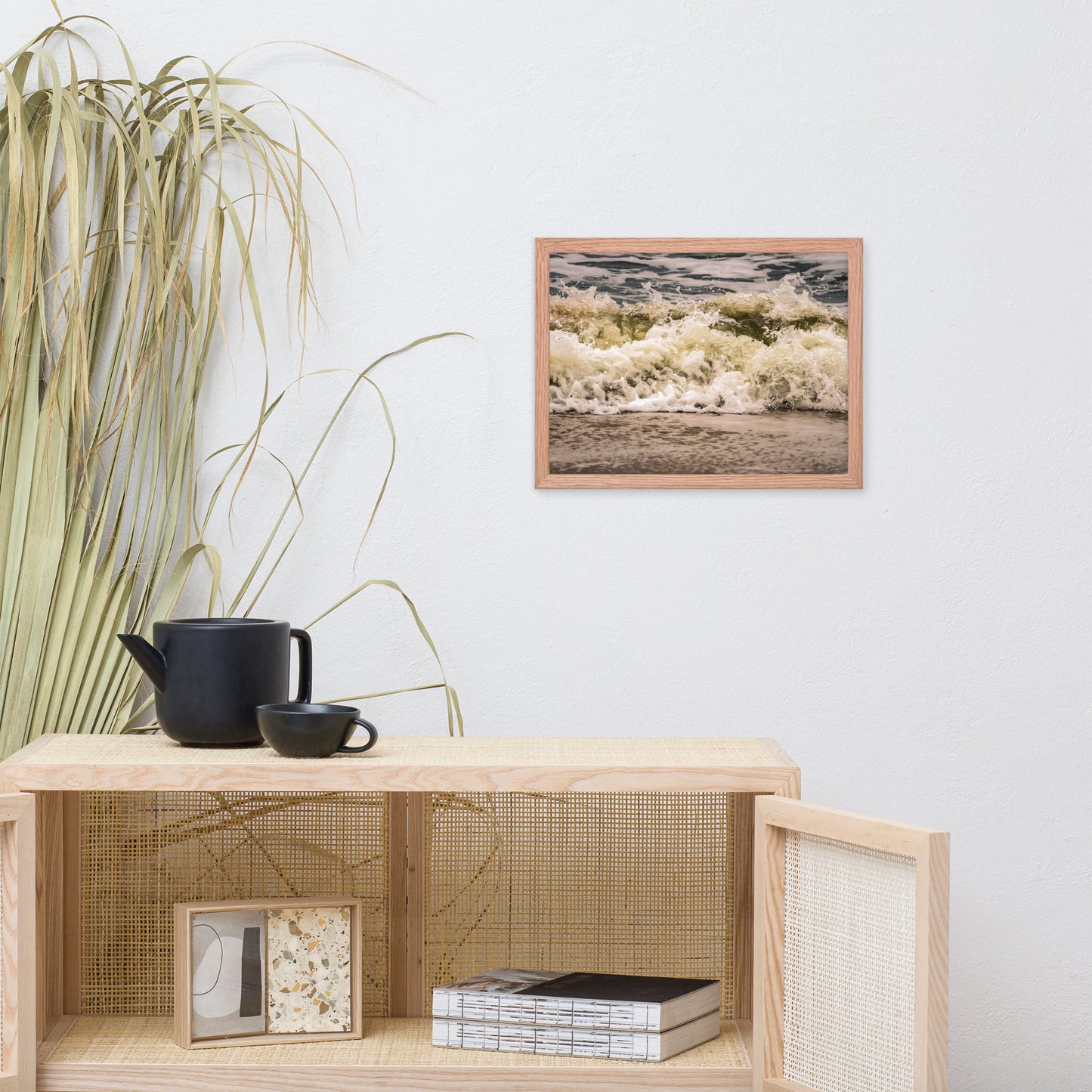 Crashing Ashore Coastal Nature Photo Framed Wall Art Print