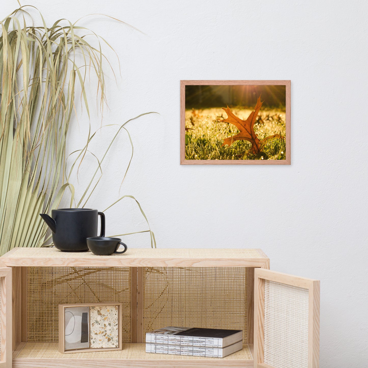 Fall Leaf in Morning Sun Botanical Nature Photo Framed Wall Art Print