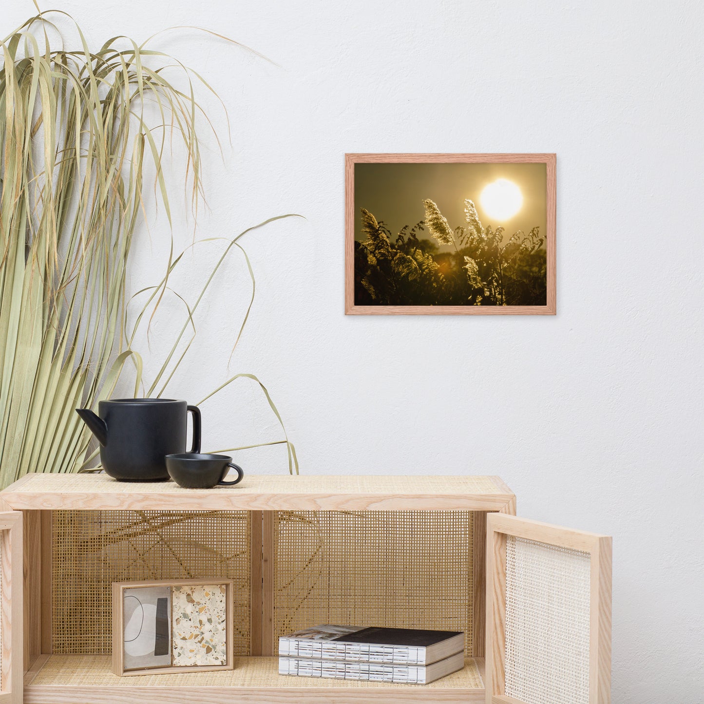 Golden Marsh Weeds Botanical Nature Photo Framed Wall Art Print